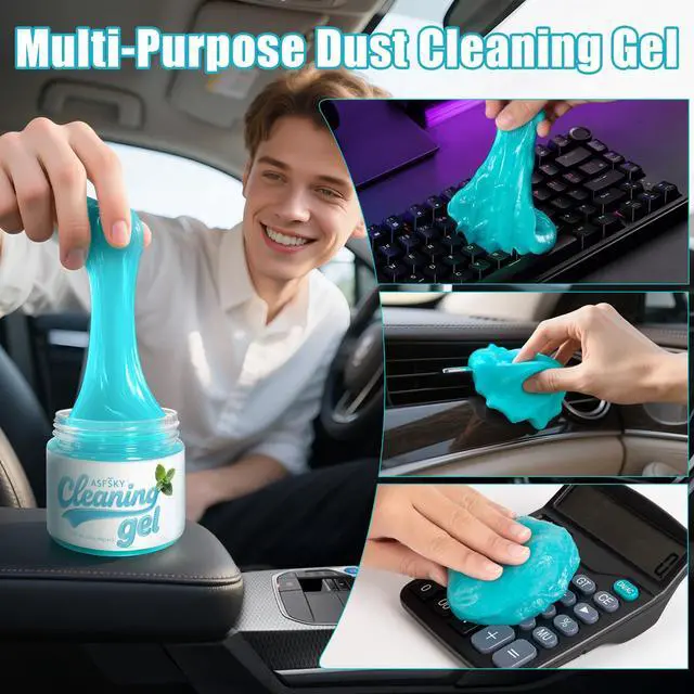 Alt view image 7 of 7 - Car Cleaning Gel (Blue,Mint) Cleaning Putty Universal Dust Cleaning Car Interior Cleaner Keyboard Dust Remover Car Slime Gifts for Men Women girl1 pack