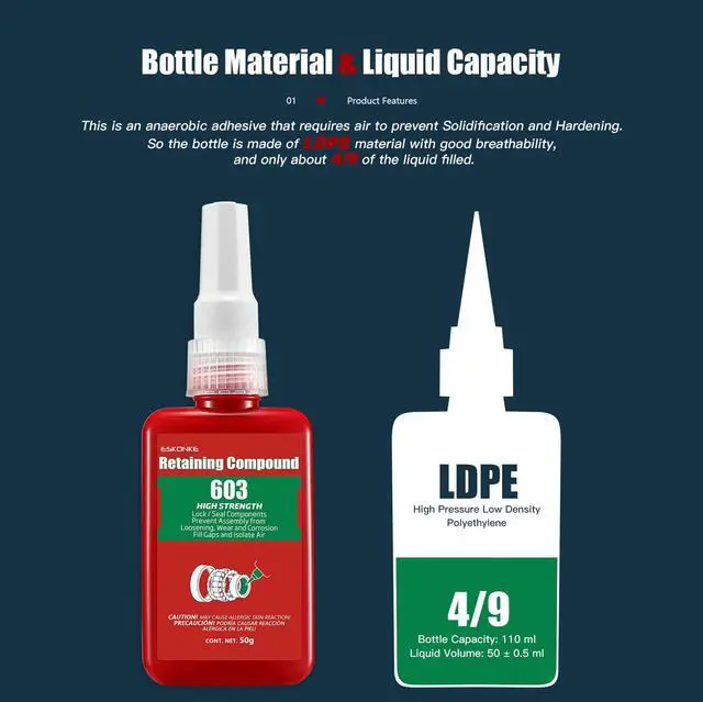 Alt view image 2 of 7 - Retaining Compound Green 603 Sleeve Retainer High Strength Cylindrical Metal Components Assemblies Locking and Sealing Anaerobic Glue 1.69 Oz/50 ml