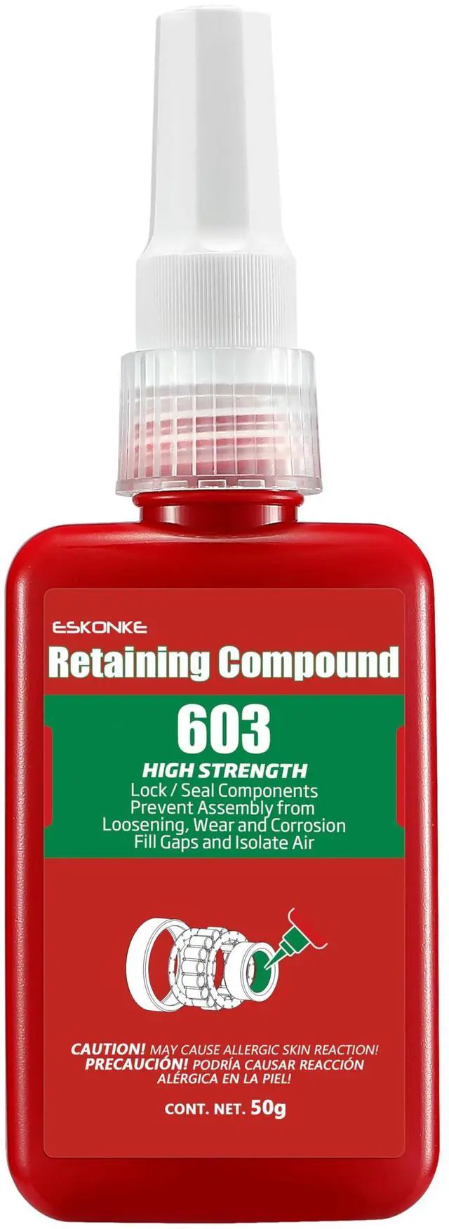 Main image of Retaining Compound Green 603 Sleeve Retainer High Strength Cylindrical Metal Components Assemblies Locking and Sealing Anaerobic Glue 1.69 Oz/50 ml