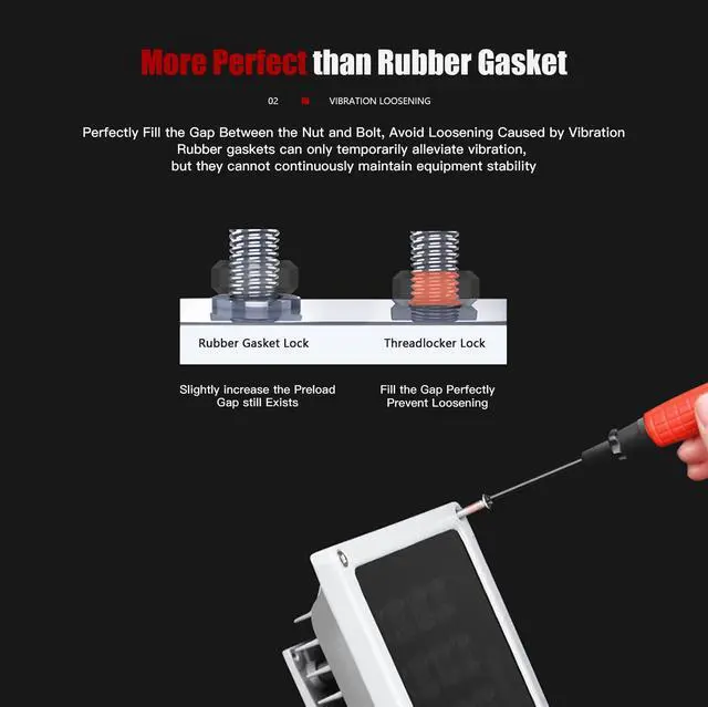 Alt view image 5 of 7 - Thread Locker Red 271 - Permanent Threadlocker Metal Glue for Nuts, Bolts, Fasteners High Strength Screw Compound to Prevent Loosening & Corrosion 1.69 Oz/50 ml