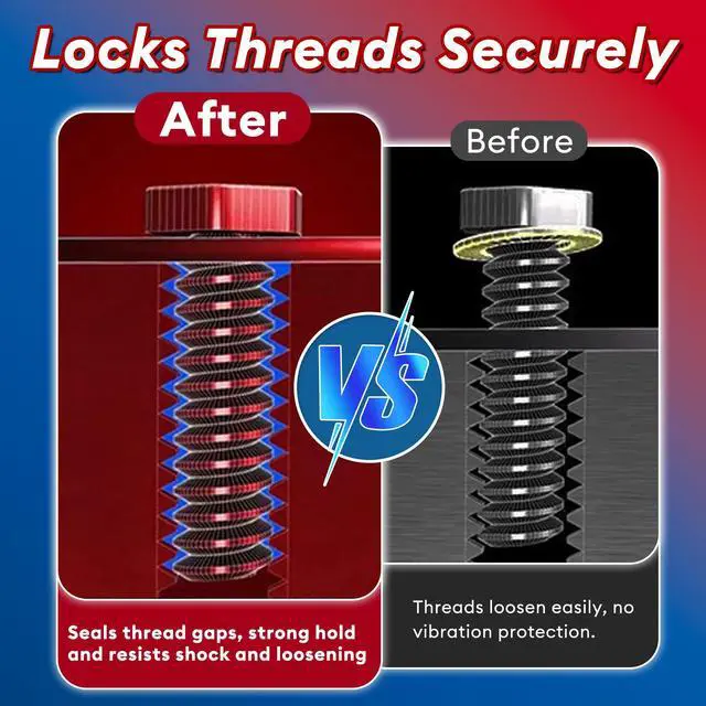 Alt view image 2 of 7 - Thread Lock Blue and Red, 50mlx2 Thread Locker Medium and High Strength, Threadlocker Removable & Permanent for Nuts, Bolts, Fasteners and Metals to Prevent Loosening and Leakage