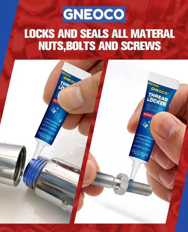 Alt view image 3 of 6 - 2 Pack Thread Lock Blue 6mlx2, Threadlocker Medium Strength, Thread Locker for Nuts, Bolts, Fasteners and Metals, Anaerobic Curing Screw Glue to Prevent Loosening (Blue (Removable) 6ml*2)