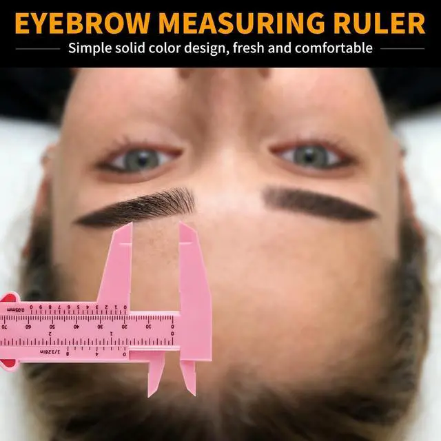 Alt view image 5 of 6 - Eyebrow Measuring Ruler, Brow Mapping Tool, Mini Vernier Caliper Double Scale, Plastic Sliding Gauge Ruler for Micro Blading Eyebrow Tattoo Brow Artists (2 Pack, Pink & Blue)