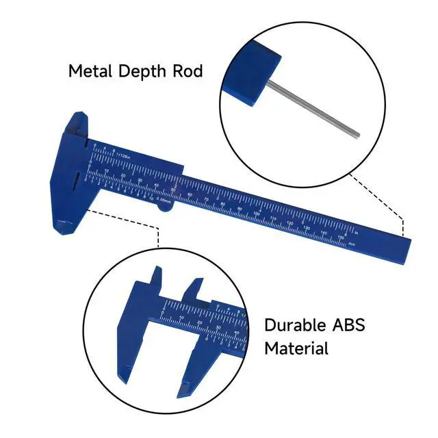 Alt view image 2 of 7 - Plastic Vernier Caliper (2pcs), 150 mm Mini Plastic Caliper for School Student, Portable 0-6 Inch Measuring Tools, Sliding Gauge