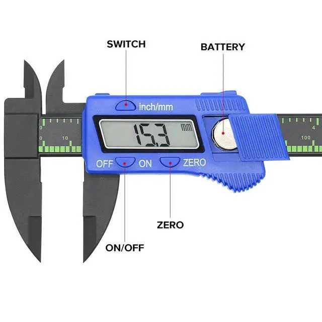 Alt view image 4 of 6 - Electronic Digital Caliper, Plastic Vernier Caliper, Caliper Measuring Tool with Inch/Millimeter Conversion, Extra Large LCD Screen, 0-6 Inch/0-150 mm, Auto Off Featured Micrometer Ruler