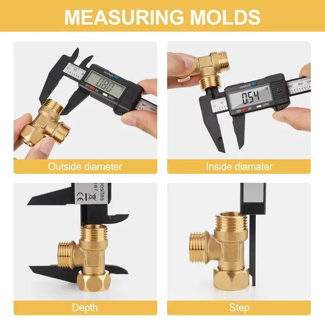Alt view image 4 of 7 - Digital Caliper, 0-6 inches Caliper with Large LCD Screen, Auto - Off Feature, Inch and Millimeter Conversion Measuring Tool, Perfect for Household/DIY/Jewelry Measurment