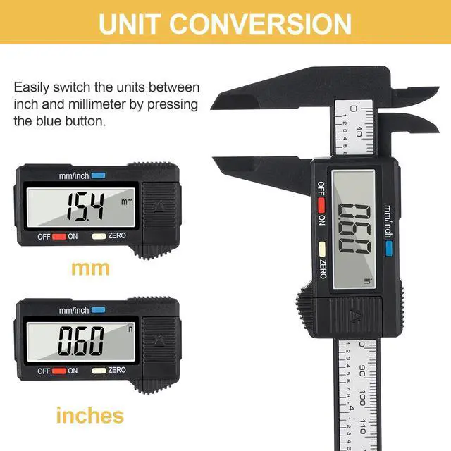 Alt view image 4 of 7 - Digital Caliper, 0-6" Calipers Measuring Tool, Electronic Micrometer Caliper with Auto-Off, Inch/Millimeter Conversion, Includes 2 * 3D Printed Holders & 1 * 3D Printed Center Line Gage Set