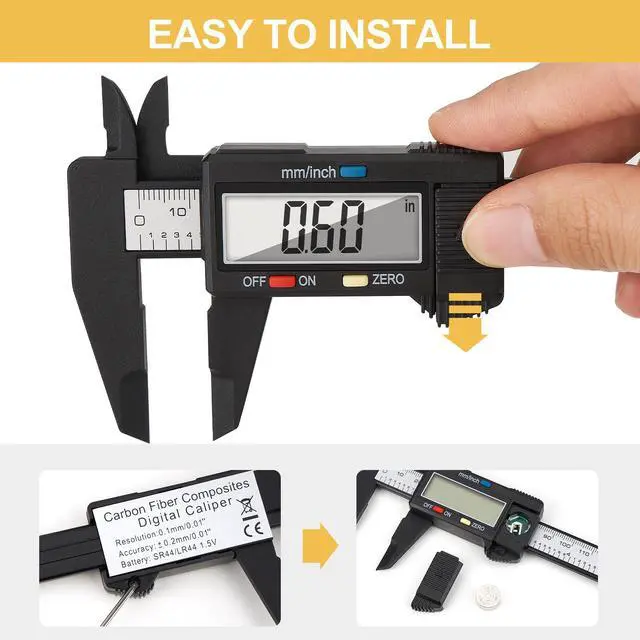 Alt view image 6 of 7 - Digital Caliper, 0-6" Calipers Measuring Tool, Electronic Micrometer Caliper with Auto-Off, Inch/Millimeter Conversion, Includes 2 * 3D Printed Holders & 1 * 3D Printed Center Line Gage Set