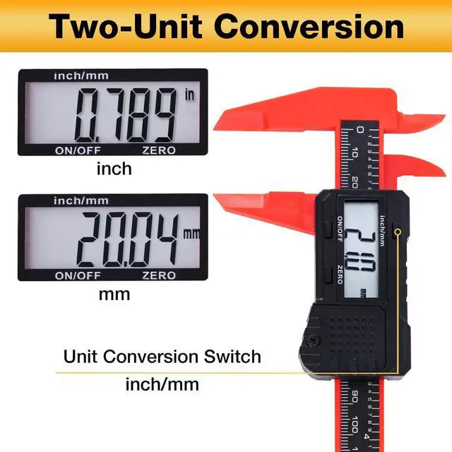 Alt view image 2 of 7 - 6" Digital Caliper Measuring Tool with LCD Display, Inch/MM Conversion, Auto-Off, Accurate ABS Body Electronic Caliper for DIY, Woodworking, Metal & Crafts