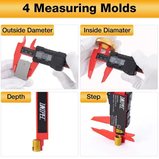 Alt view image 5 of 7 - 6" Digital Caliper Measuring Tool with LCD Display, Inch/MM Conversion, Auto-Off, Accurate ABS Body Electronic Caliper for DIY, Woodworking, Metal & Crafts