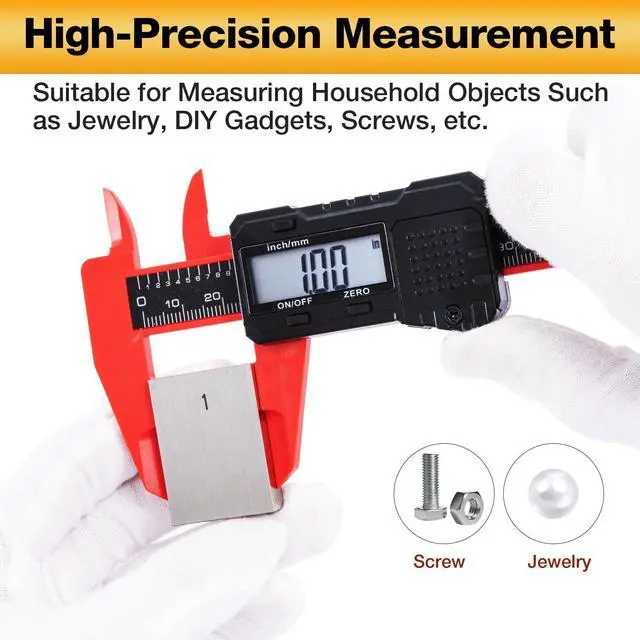 Alt view image 4 of 7 - 6" Digital Caliper Measuring Tool with LCD Display, Inch/MM Conversion, Auto-Off, Accurate ABS Body Electronic Caliper for DIY, Woodworking, Metal & Crafts