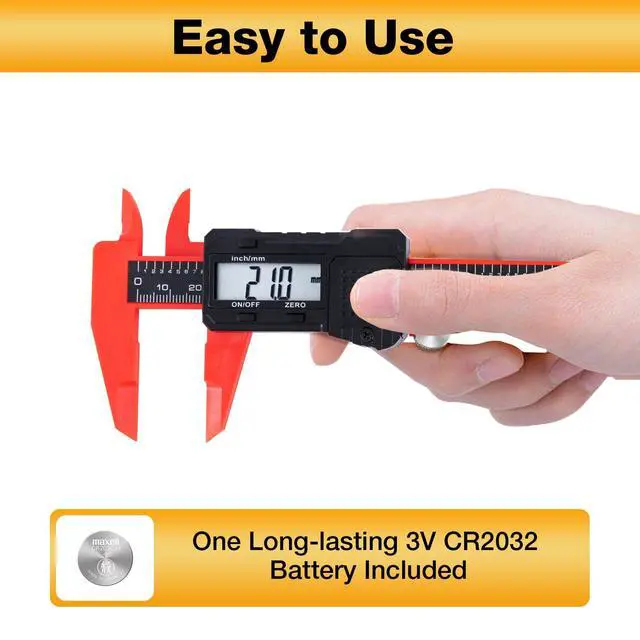 Alt view image 6 of 7 - 6" Digital Caliper Measuring Tool with LCD Display, Inch/MM Conversion, Auto-Off, Accurate ABS Body Electronic Caliper for DIY, Woodworking, Metal & Crafts