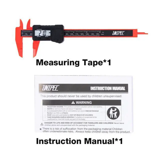 Alt view image 7 of 7 - 6" Digital Caliper Measuring Tool with LCD Display, Inch/MM Conversion, Auto-Off, Accurate ABS Body Electronic Caliper for DIY, Woodworking, Metal & Crafts