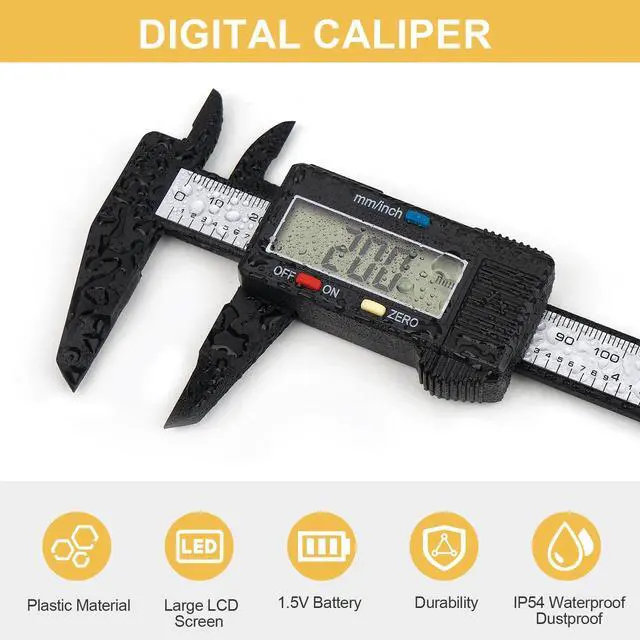 Alt view image 6 of 7 - Digital Caliper, 0-6 inches Caliper with Large LCD Screen, Auto - Off Feature, Inch and Millimeter Conversion Measuring Tool, Perfect for Household/DIY/Jewelry Measurment