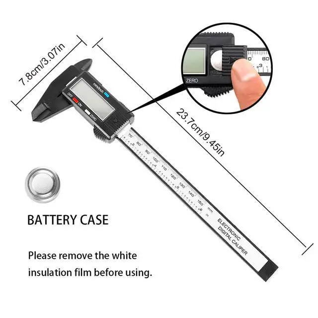Alt view image 3 of 7 - Digital Calipers-150mm/ 6 Electronic Micrometer Caliper Measuring Tool with Large LCD Screen, Auto-Off Feature,Inch and Millimeter Conversions,Suitable for Jewelers/Woodworkers/DIY