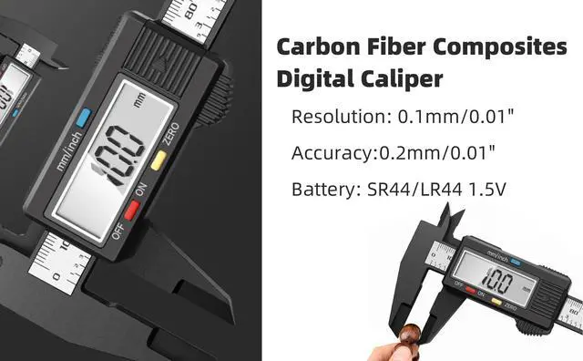 Alt view image 4 of 7 - Digital Calipers-150mm/ 6 Electronic Micrometer Caliper Measuring Tool with Large LCD Screen, Auto-Off Feature,Inch and Millimeter Conversions,Suitable for Jewelers/Woodworkers/DIY