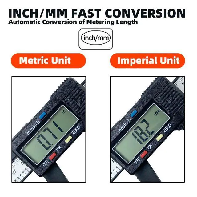 Alt view image 6 of 7 - Digital Calipers-150mm/ 6 Electronic Micrometer Caliper Measuring Tool with Large LCD Screen, Auto-Off Feature,Inch and Millimeter Conversions,Suitable for Jewelers/Woodworkers/DIY
