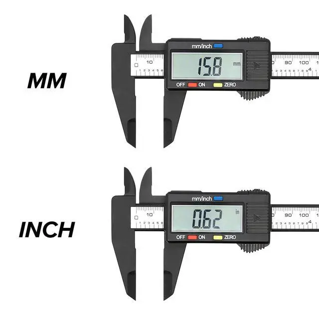 Alt view image 2 of 6 - Electronic Digital Caliper, Plastic Vernier Caliper, Caliper Measuring Tool with Inch/Millimeter Conversion, Extra Large LCD Screen, 0-6 Inch/0-150 mm, Auto Off Featured Micrometer Ruler