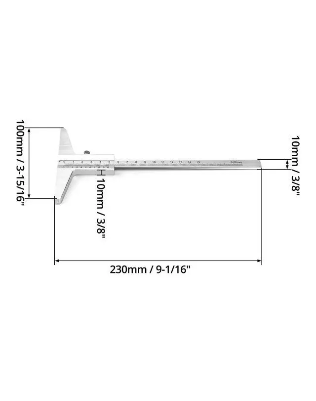 Alt view image 6 of 7 - Depth Vernier Caliper, 0-150mm Aluminum Micrometer Gauge Measuring Tool, -0.02 Accuracy, 1 Pack