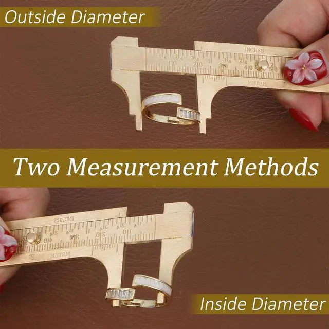 Alt view image 5 of 7 - Pocket Caliper 1 PCS 6.4 in Straight Brass Ruler and 1PCS 4.6 in Brass Pocket Calipers with Double Scale Sliding Gauge Bead Measuring Tool Metal Calipers BrassRuler Millimeter Gauge Mini Caliper