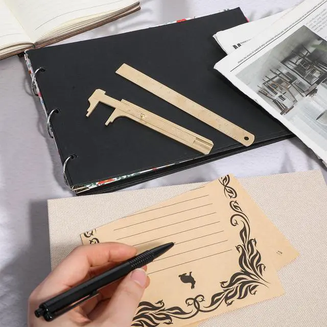 Alt view image 6 of 7 - Pocket Caliper 1 PCS 6.4 in Straight Brass Ruler and 1PCS 4.6 in Brass Pocket Calipers with Double Scale Sliding Gauge Bead Measuring Tool Metal Calipers BrassRuler Millimeter Gauge Mini Caliper