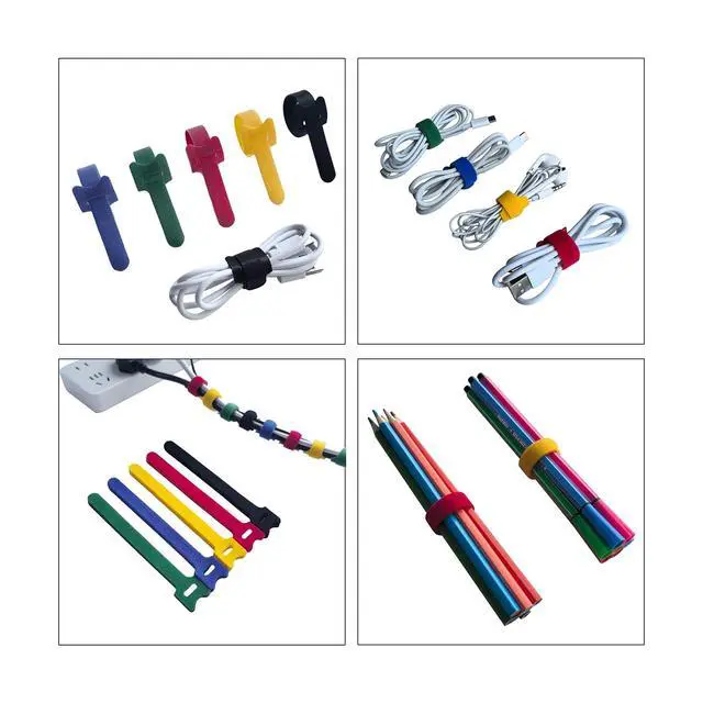 Alt view image 2 of 5 - 80 PCS 6 Inches Multi-Colour Reusable Cable Ties Cord Straps Multi-Purpose Wire Ties Cord Wrap Hook and Loop Organizer Cable Management,Adjustable Cord Ties for Organizing Home,Office,Data Centers