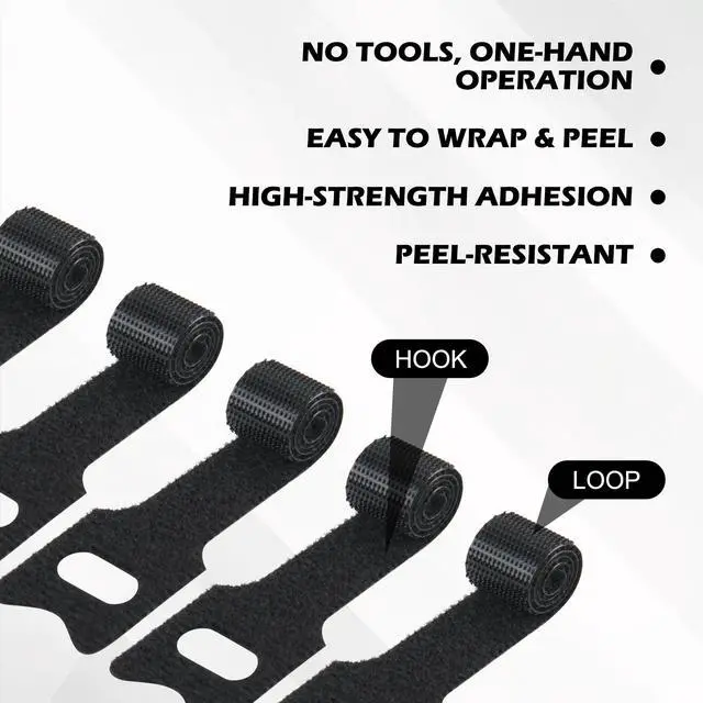 Alt view image 7 of 7 - 100PCS Black 6 Inch Reusable Cable Ties Adjustable Cord Organizers for Home, Office & Electronics Multi-Purpose Wire Management Solution