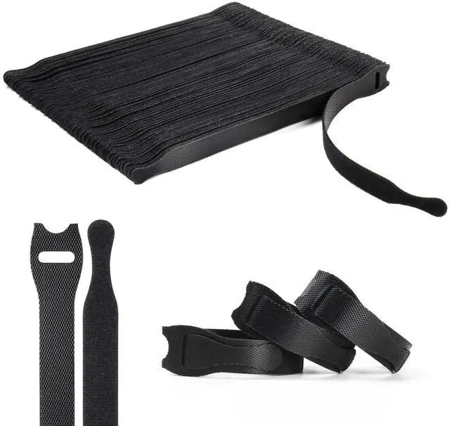 Main image of 110PCS Reusable Cable Ties, Adjustable 8-inch Cord Organizer Ties, Multi-purpose Hook Loop Cable Management Wire Ties for Organizing Home, Office, Data Centers, Black