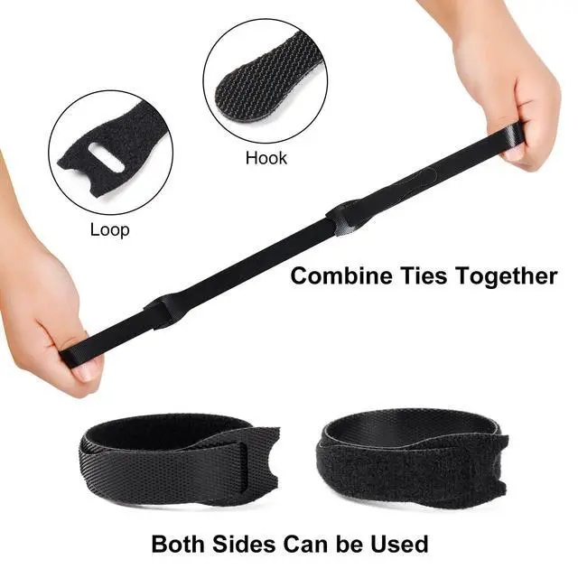 Alt view image 6 of 7 - 110PCS Reusable Cable Ties, Adjustable 8-inch Cord Organizer Ties, Multi-purpose Hook Loop Cable Management Wire Ties for Organizing Home, Office, Data Centers, Black
