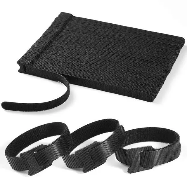 Main image of 100 PCS 8 Inches Reusable Cable Ties | Adjustable Cord Wraps, Cable Straps | Hook & Loop Cord Organizer, Cable Management