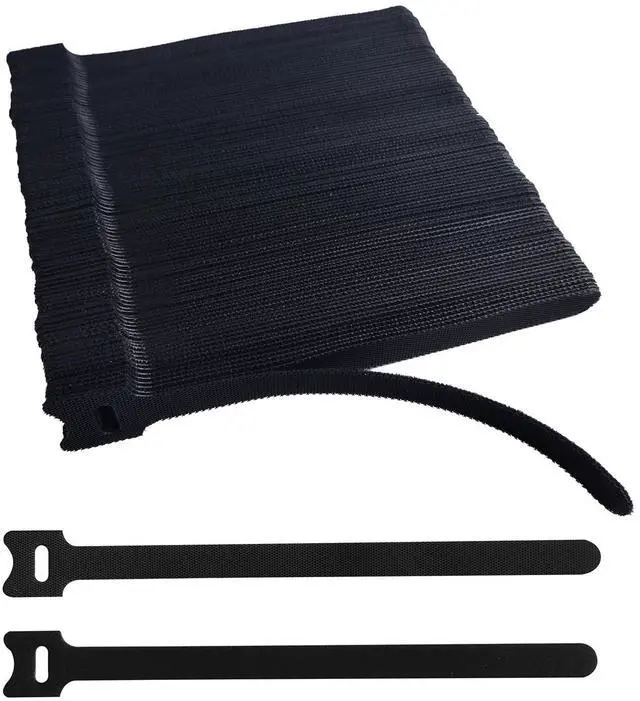 Main image of 200 PCS 8 Inches Black Reusable Cable Ties, Adjustable Cord Straps, Cable Organizer, Cord Wrap and Hook Loop Cords Management,Adjustable Cord Ties for Organizing Home,Office,Garden,Data Centers