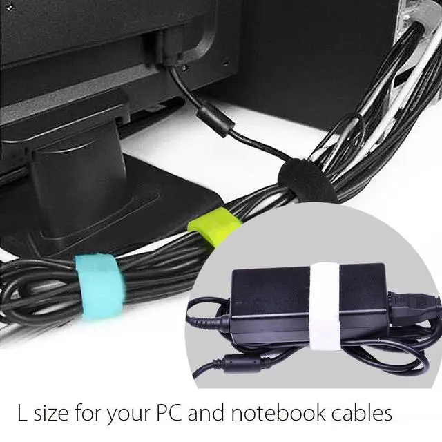 Alt view image 3 of 7 - Pack of 20 Reusable Cord Organizer Keeper Holder, Fastening Cable Ties Straps for Earbud Headphones Phones Electronics Electrical Computer PC Wire Wrap Management, Assorted 3 Size and 5 Color