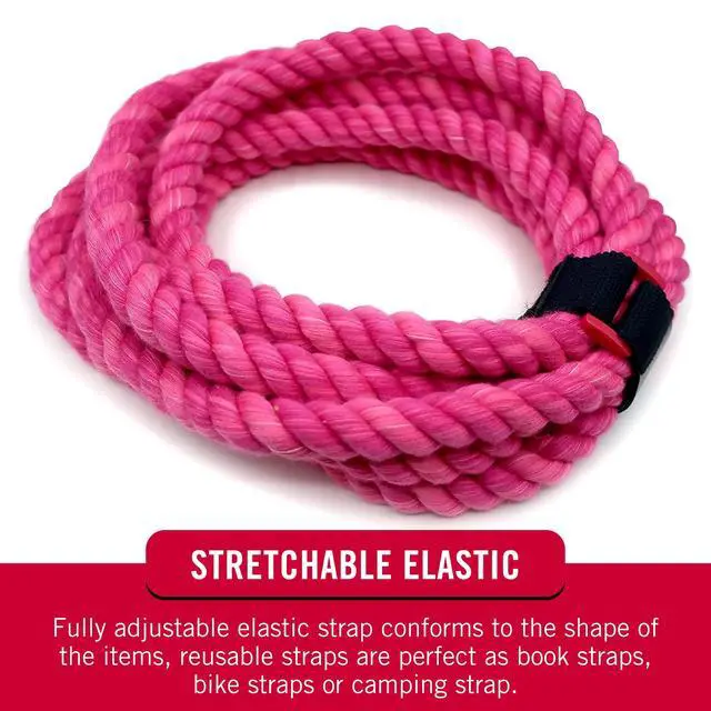 Alt view image 3 of 7 - VEL-30791-AMS Elastic Cinch Straps with Buckle | 8in x 1in, Pk of 4 | Fully Adjustable and Stretch for Snug Fit | for Fastening Power Cords, Ropes, Organizing Cables, More | Black