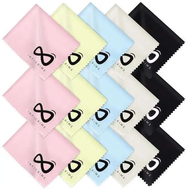 Main image of Glasses Cloth 15 Pack (6x7 Inch) - 5 Assorted Colors - Premium Soft Scratch-Free Cleaning for Eyeglasses, Screens, Phone, Camera Lenses & Electronics
