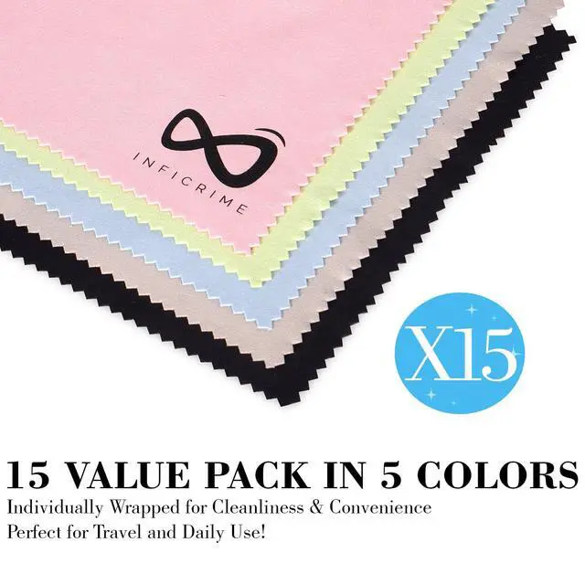 Alt view image 7 of 7 - Glasses Cloth 15 Pack (6x7 Inch) - 5 Assorted Colors - Premium Soft Scratch-Free Cleaning for Eyeglasses, Screens, Phone, Camera Lenses & Electronics