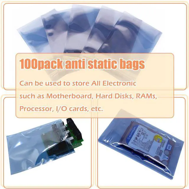 Alt view image 3 of 6 - ESD Bags, 11.8 x 15.8 inch Antistatic Bag 10pcs, Large Anti Static Bags for Motherboard Video Card LCD Screen Electronic Device