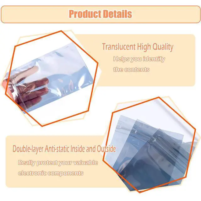 Alt view image 4 of 6 - ESD Bags, 11.8 x 15.8 inch Antistatic Bag 10pcs, Large Anti Static Bags for Motherboard Video Card LCD Screen Electronic Device