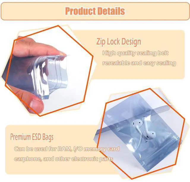 Alt view image 5 of 6 - ESD Bags, 11.8 x 15.8 inch Antistatic Bag 10pcs, Large Anti Static Bags for Motherboard Video Card LCD Screen Electronic Device