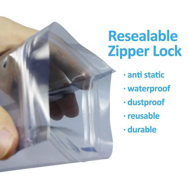 Alt view image 3 of 6 - Resealable Antistatic Ziplock ESD Shielding Bags 50 Pcs (15x20 cm/6x8 inch) Anti Static for 3.5" HDD SDD Electronic Device