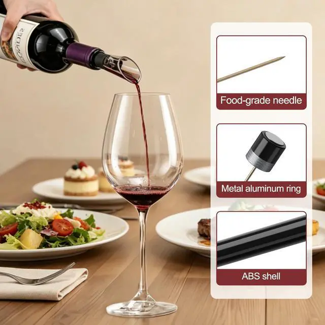 Alt view image 3 of 7 - Air Pressure Wine Bottle Opener Set, Needle Wine Opener with Foil Cutter, Wine PourerVacuum Stopper, Portable Cork Remover for Home, Travel, Party, Gifts for Wine Lovers, Silver