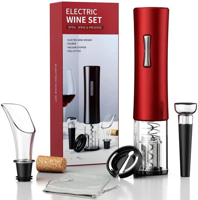 Main image of Wine Bottle Opener, A Must-Have for Wine Lover Gift,Electric Wine Bottle Opener with Foil Cutter,Vacuum Stoppers,and Pourer