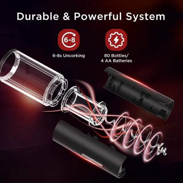 Alt view image 3 of 7 - Electric Wine Opener Set - Automatic Electronic Bottle Openers with Greeting Card, Vacuum Stoppers, Wine Aerator, and Foil Cutter, Ideal Present for Wine Lovers, Party, and Home Entertaining