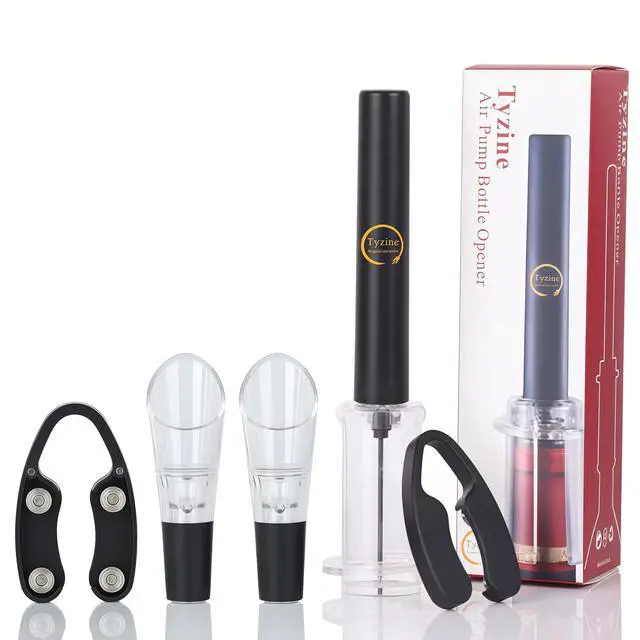 Main image of Air Pressure Pump Bottle Opener With Foil Cutter And Aerator Pourer,Simple Cork Remover,Efficient Corkscrew Bottle Opener,Great For Wine Lovers,Perfect Wine Gift. (Black 5 set)