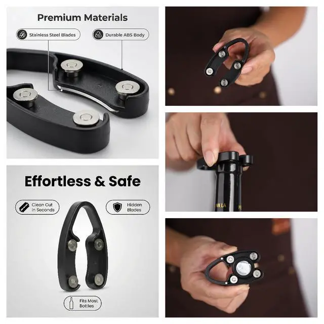 Alt view image 4 of 7 - Air Pressure Pump Bottle Opener With Foil Cutter And Aerator Pourer,Simple Cork Remover,Efficient Corkscrew Bottle Opener,Great For Wine Lovers,Perfect Wine Gift. (Black 5 set)