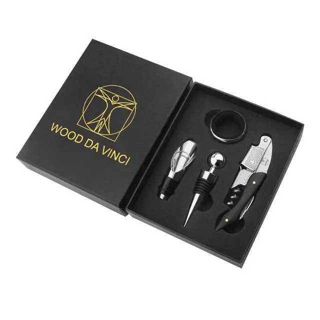 Alt view image 3 of 7 - Wine Bottle Opener Set Stainless Steel Corkscrew, Wine Stopper, Drip Ring, and Wine Pourer in a Stylish Gift Box Perfect Wine Accessories for Enthusiasts & Gifts