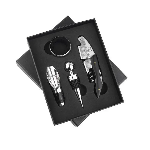 Alt view image 4 of 7 - Wine Bottle Opener Set Stainless Steel Corkscrew, Wine Stopper, Drip Ring, and Wine Pourer in a Stylish Gift Box Perfect Wine Accessories for Enthusiasts & Gifts