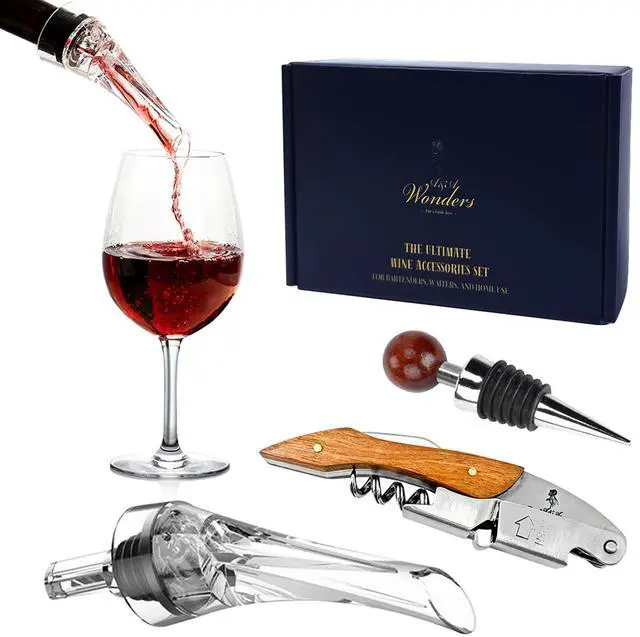 Main image of Wine Accessories Set, Featuring 3 in-1 Multifunctional Waiters Corkscrew Bottle Opener, Wine Aerator Pourer Spout & Decanter, Air-Tight Wine Stopper.