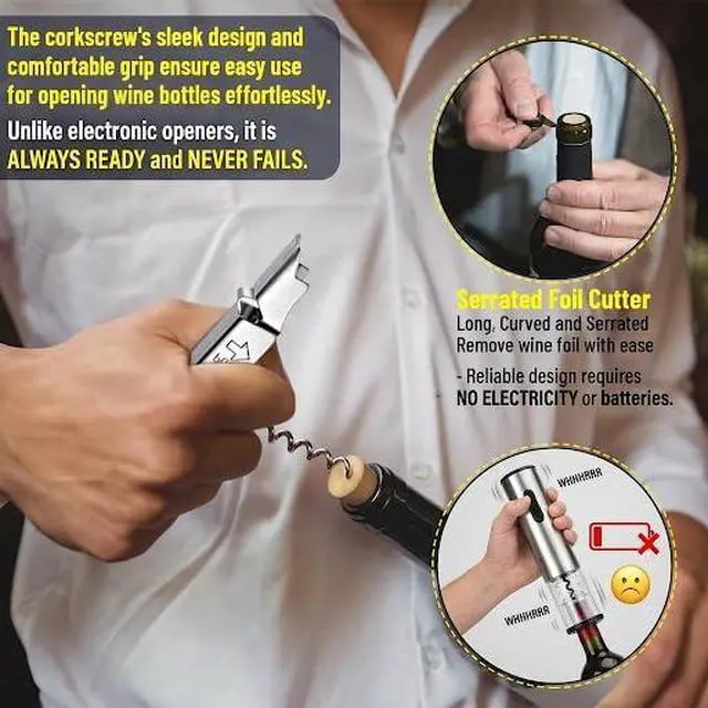 Alt view image 3 of 7 - Wine Accessories Set, Featuring 3 in-1 Multifunctional Waiters Corkscrew Bottle Opener, Wine Aerator Pourer Spout & Decanter, Air-Tight Wine Stopper.