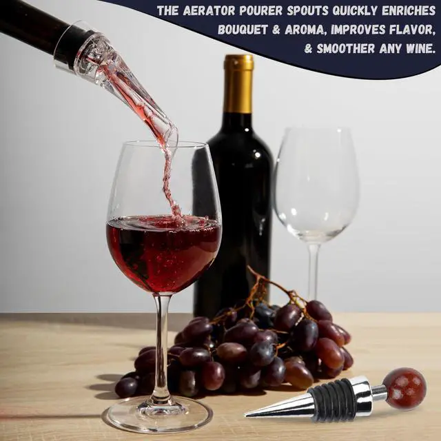 Alt view image 4 of 7 - Wine Accessories Set, Featuring 3 in-1 Multifunctional Waiters Corkscrew Bottle Opener, Wine Aerator Pourer Spout & Decanter, Air-Tight Wine Stopper.
