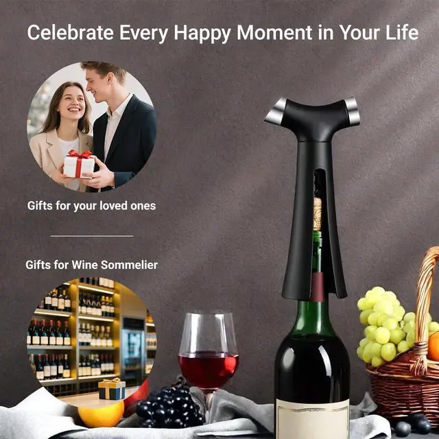 Alt view image 6 of 6 - Multi-Function 4 in 1 Cork Screw Wine Bottle Opener set, Premium Wine Accessories with corkscrew, Bottle Stopper, Foil Cutter, Aerator Pourer, Thoughtful Gifts for Home, Bar & Kitchen Use